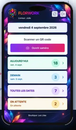 Appli livreur Florwork